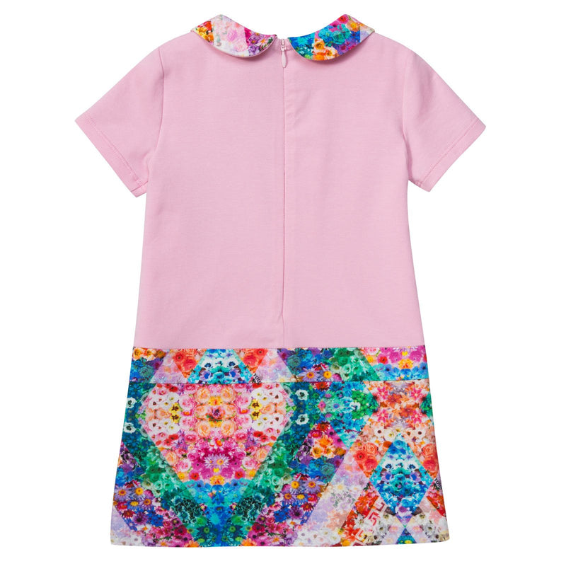 Baby Girls Pink Dress With Floral Kaleidoscope Collar&Skirt - CÉMAROSE | Children's Fashion Store - 2