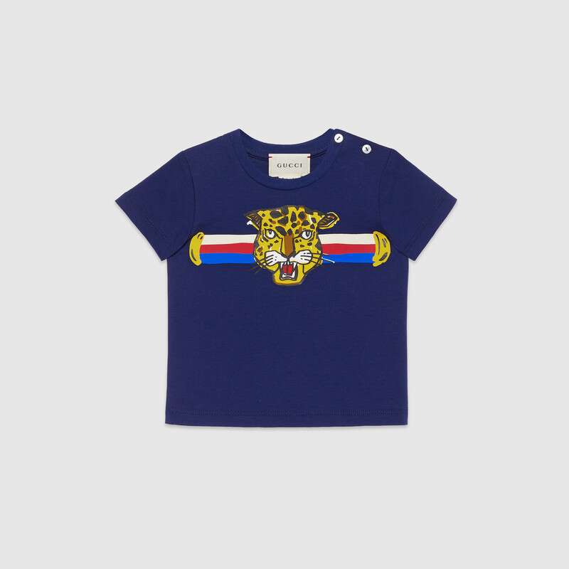 Baby Boys Blue Tiger Cotton T-shirt