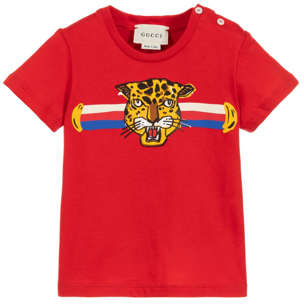 Baby Boys Red Tiger Cotton T-shirt