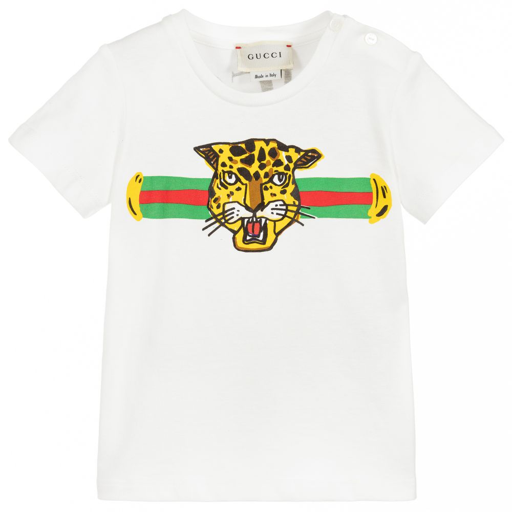 Baby Boys White Tiger Cotton T-shirt