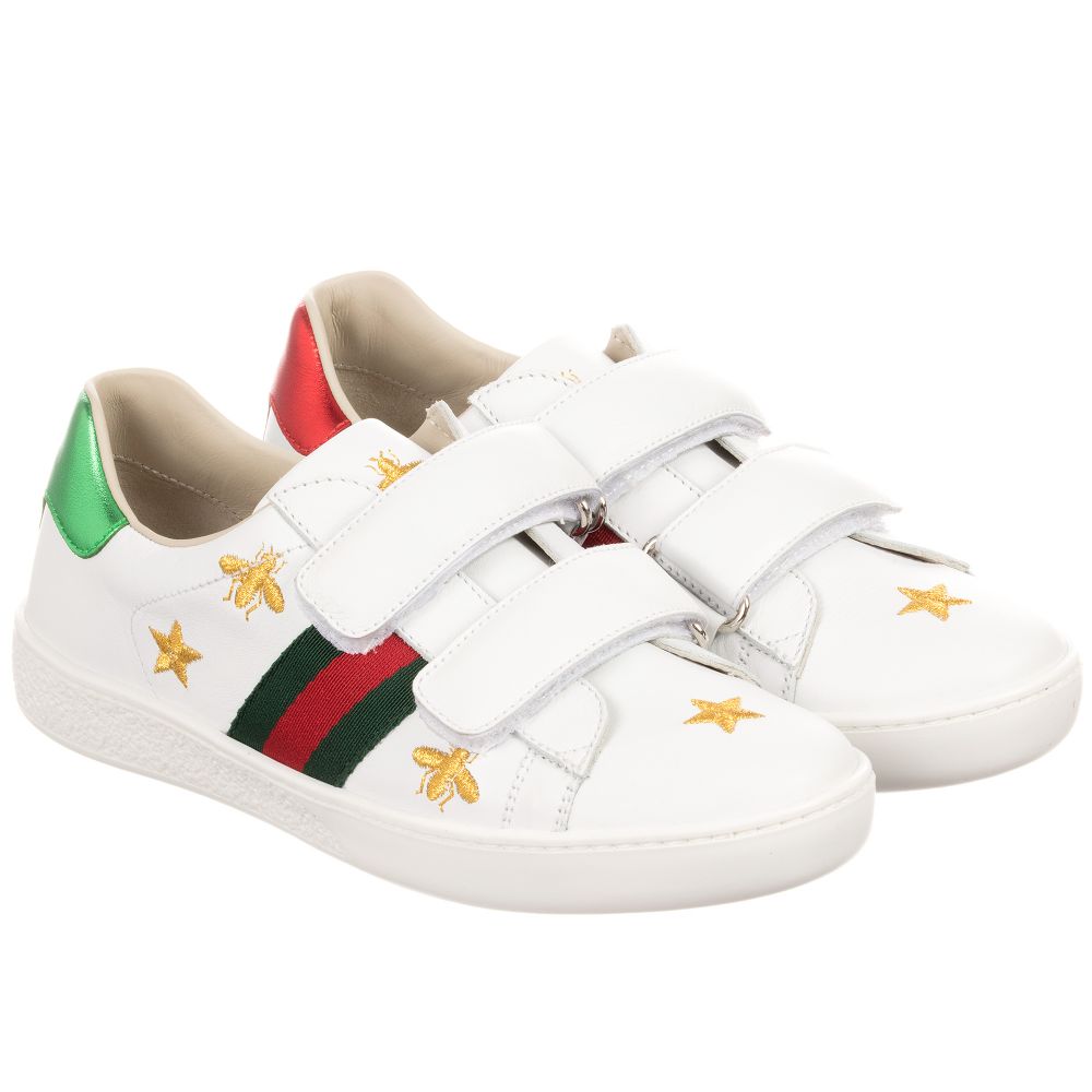 Baby Boys & Girls White Leather Velcro Shoes