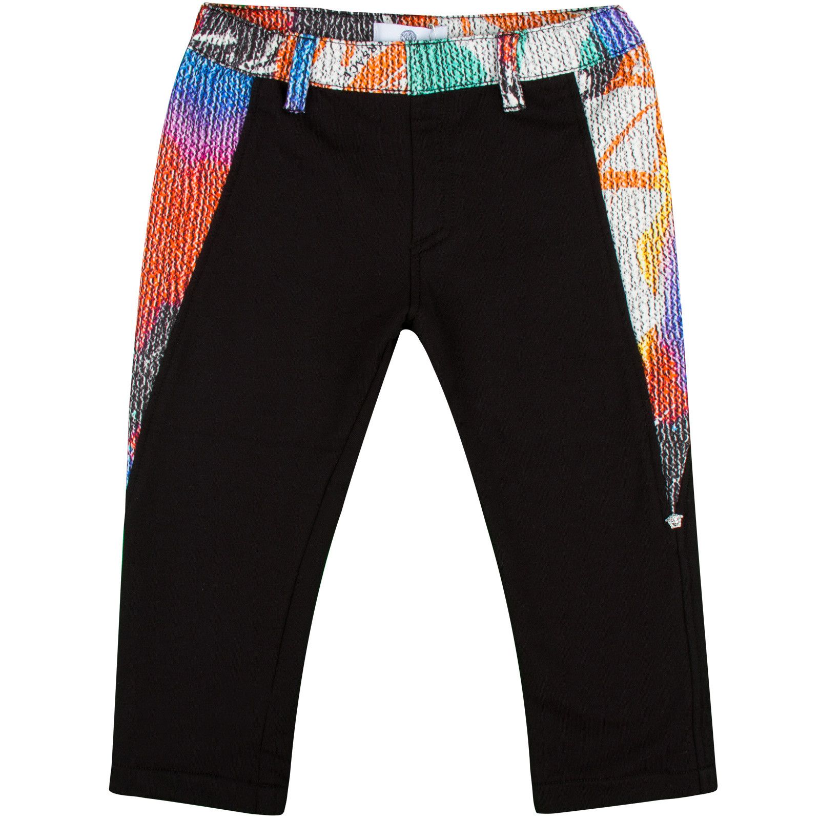 Baby Boys Black Trousers With Multicolor Elasticated Waistband - CÉMAROSE | Children's Fashion Store - 1