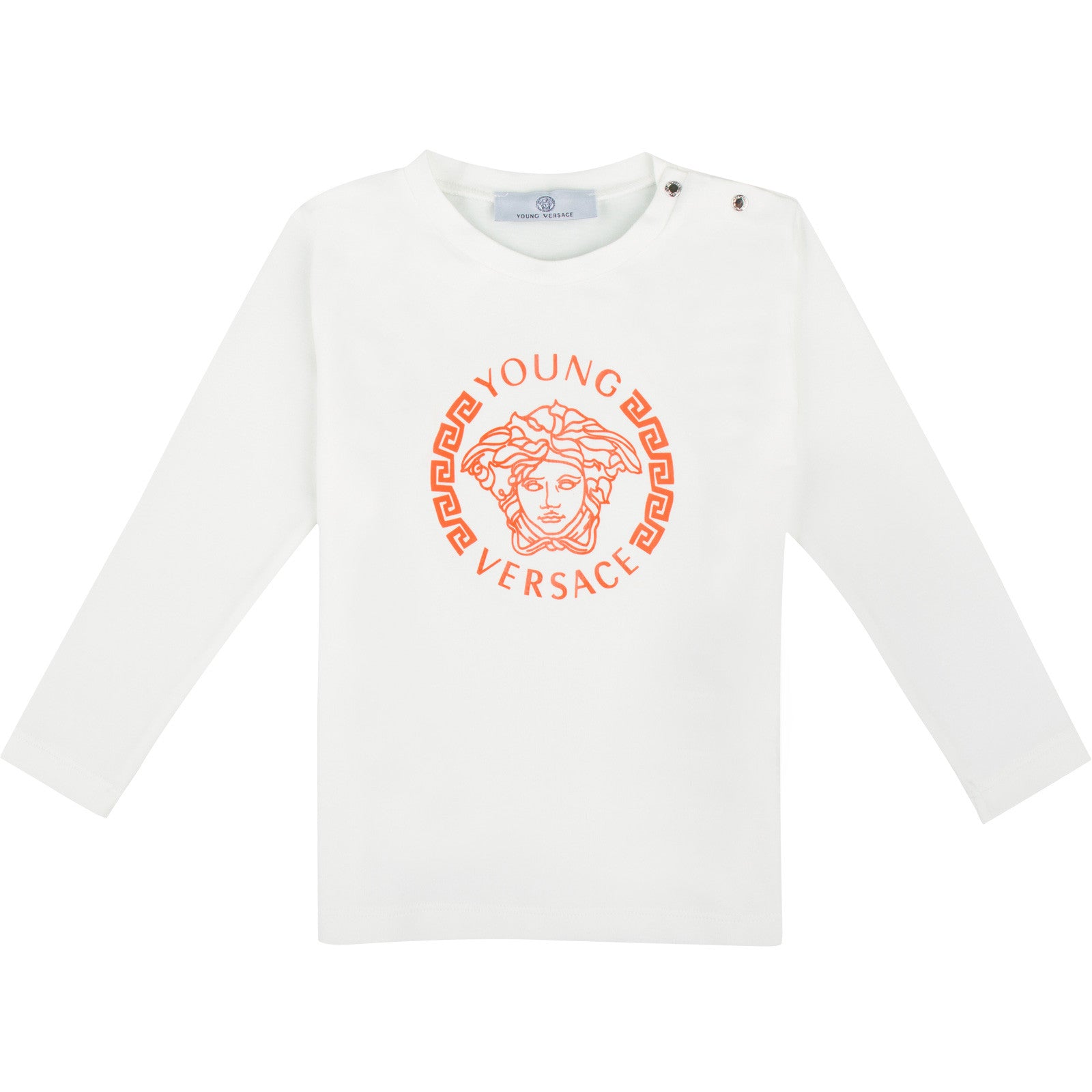 Baby Boys Ivory T-Shirt With Orange Medusa Logo - CÉMAROSE | Children's Fashion Store - 1