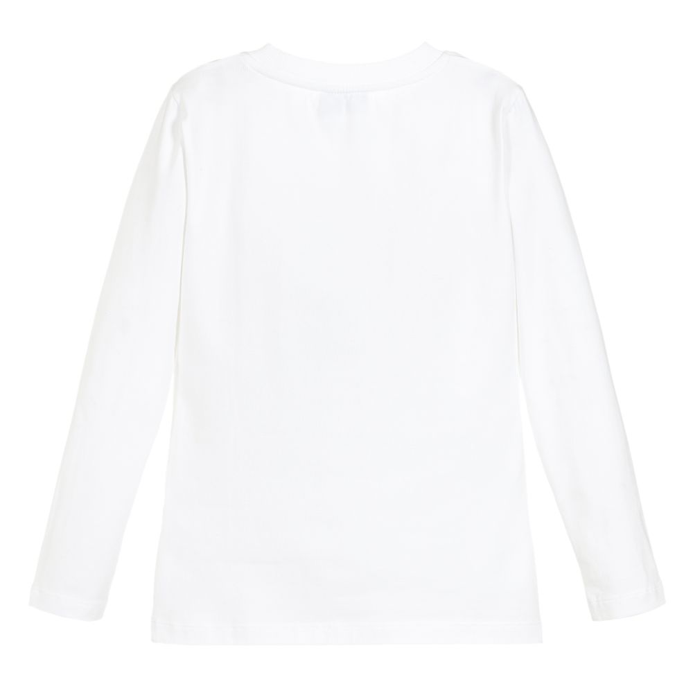 Girls White Printing Toy Long Sleeves Cotton T-shirt