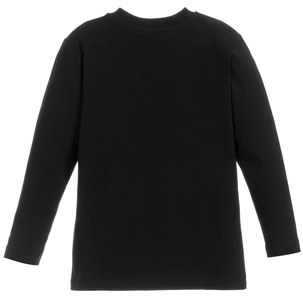 Girls Black Printing Toy Long Sleeves Cotton T-shirt
