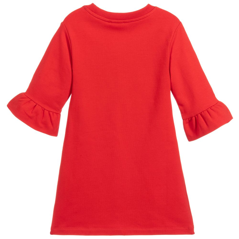 Girls Red Printing Cotton Dress