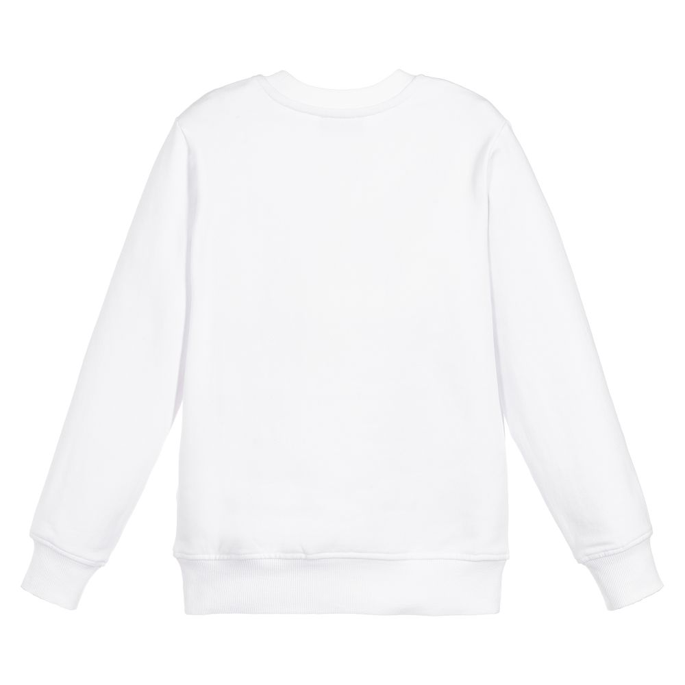 Boys White Logo Cotton Sweatshirt