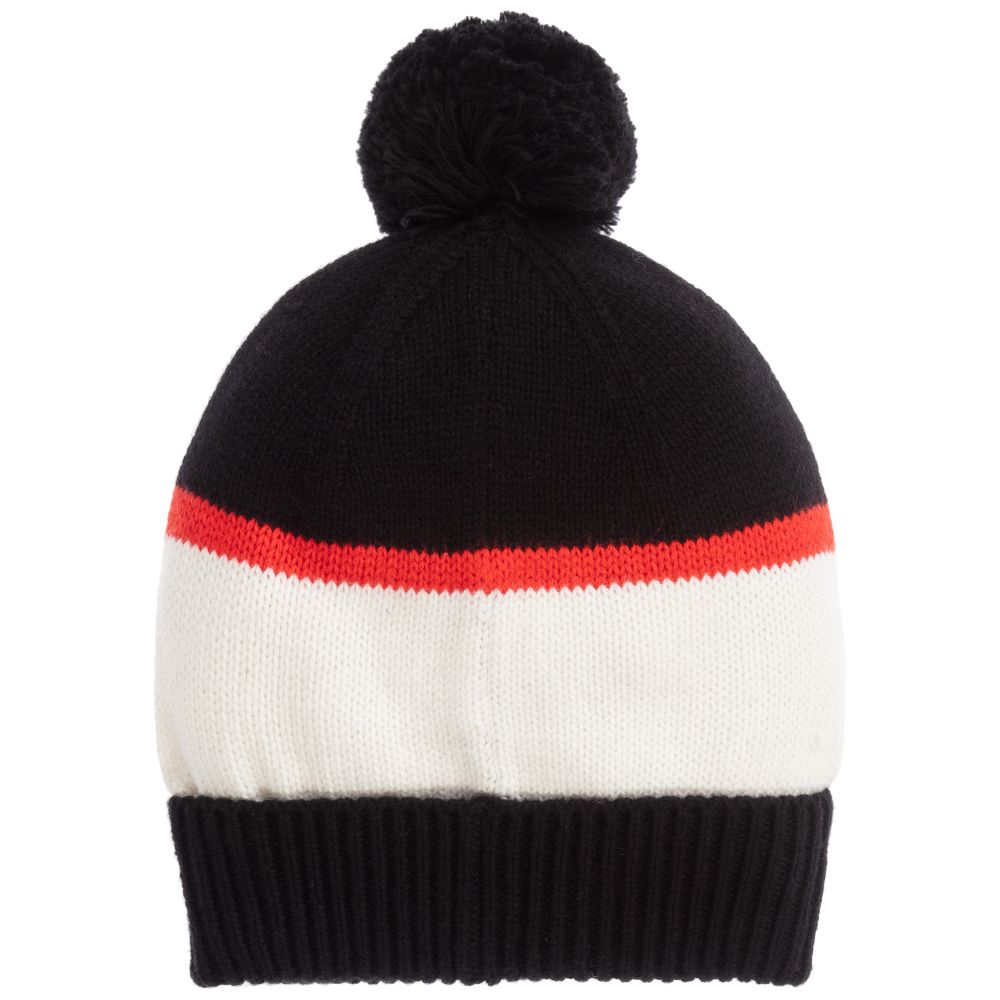 Boys & Girls Black Cotton Knit Hat