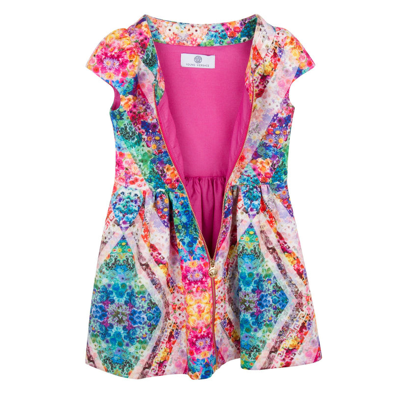 Girls Multicolor Floral Kaleidoscope Dress With Zip-up - CÉMAROSE | Children's Fashion Store - 3