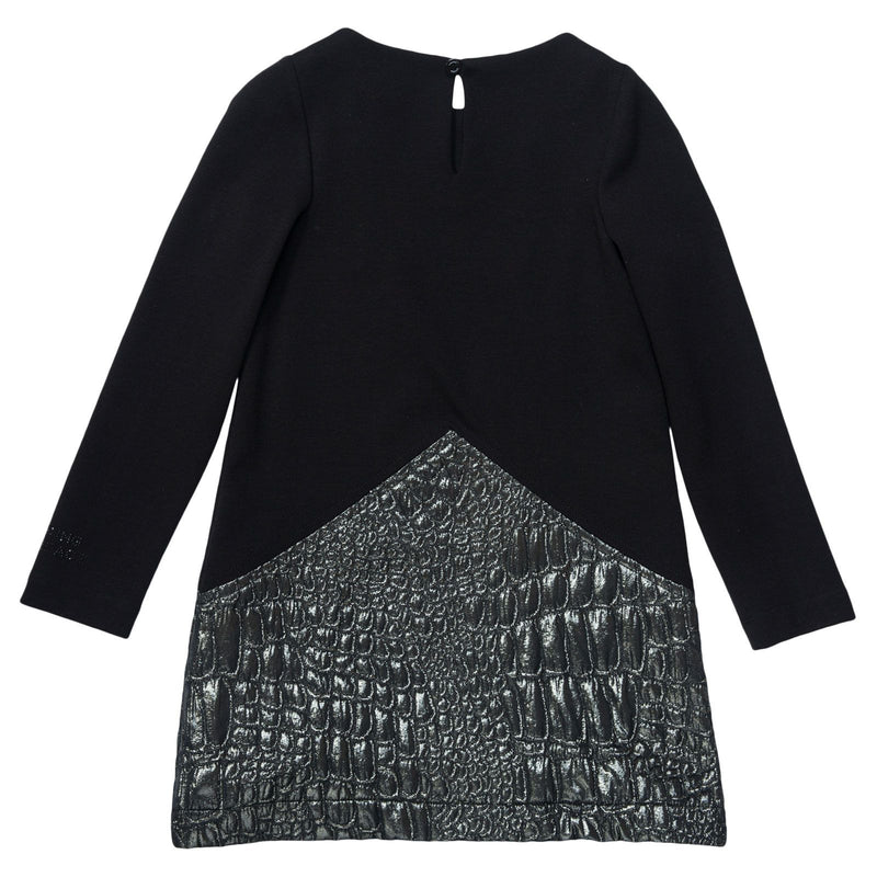 Girls Black&Silver Bi-material Dress With Fancy Rivets Trims - CÉMAROSE | Children's Fashion Store - 2