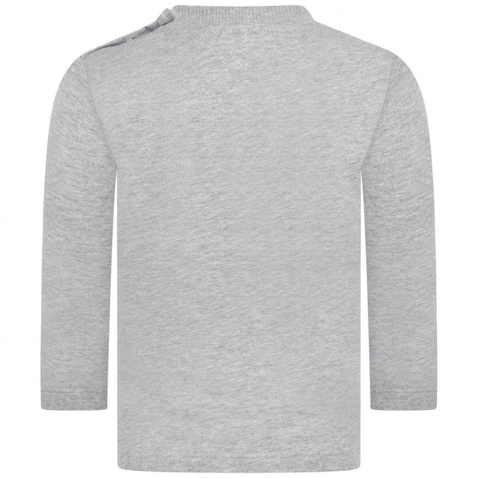 Baby Boys Grey Logo Long Sleeves Cotton T-shirt