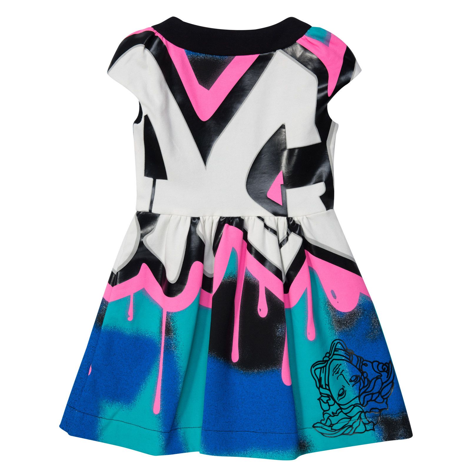 Girls Multicolor Zip-up Dress With Versace Brand Logo - CÉMAROSE | Children's Fashion Store - 2