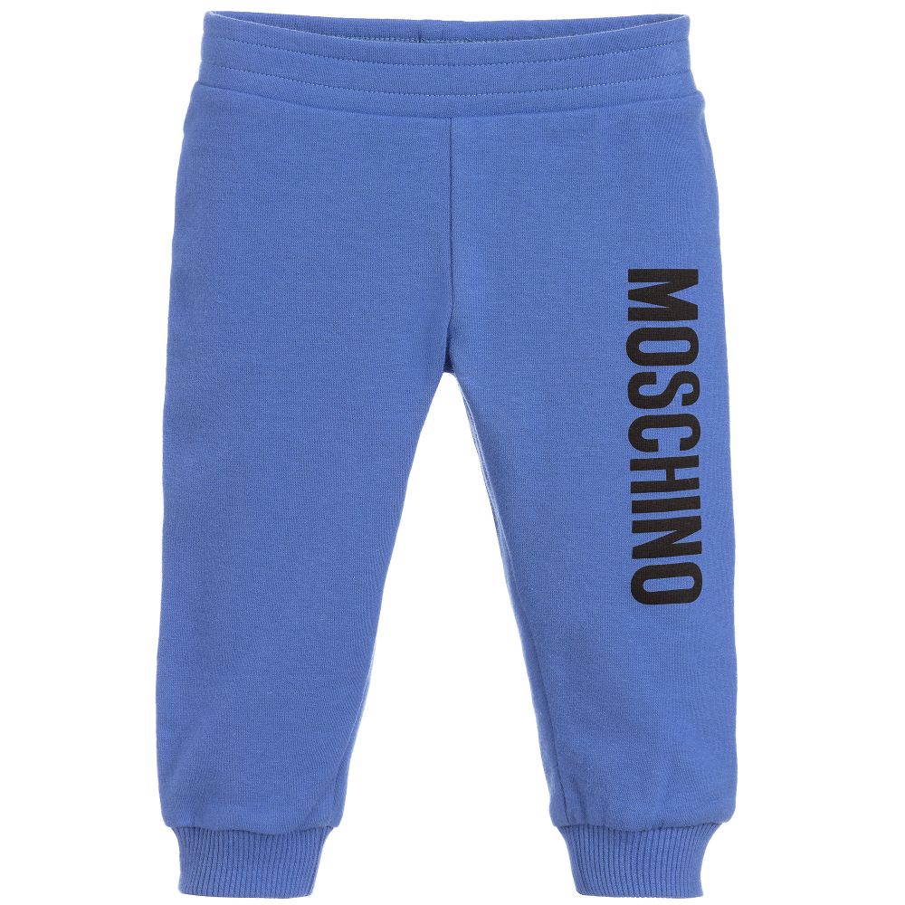 Baby Boys & Girls Blue Logo Cotton Trousers