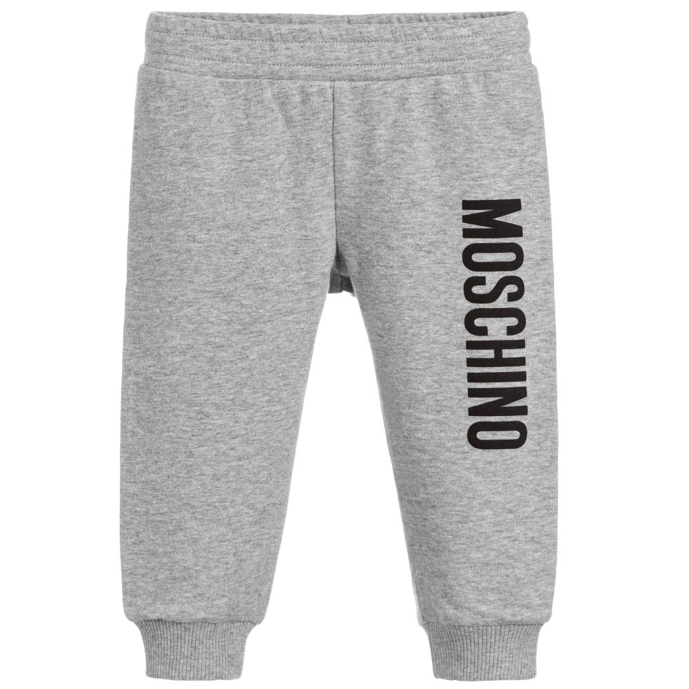 Baby Boys & Girls Grey Logo Cotton Trousers