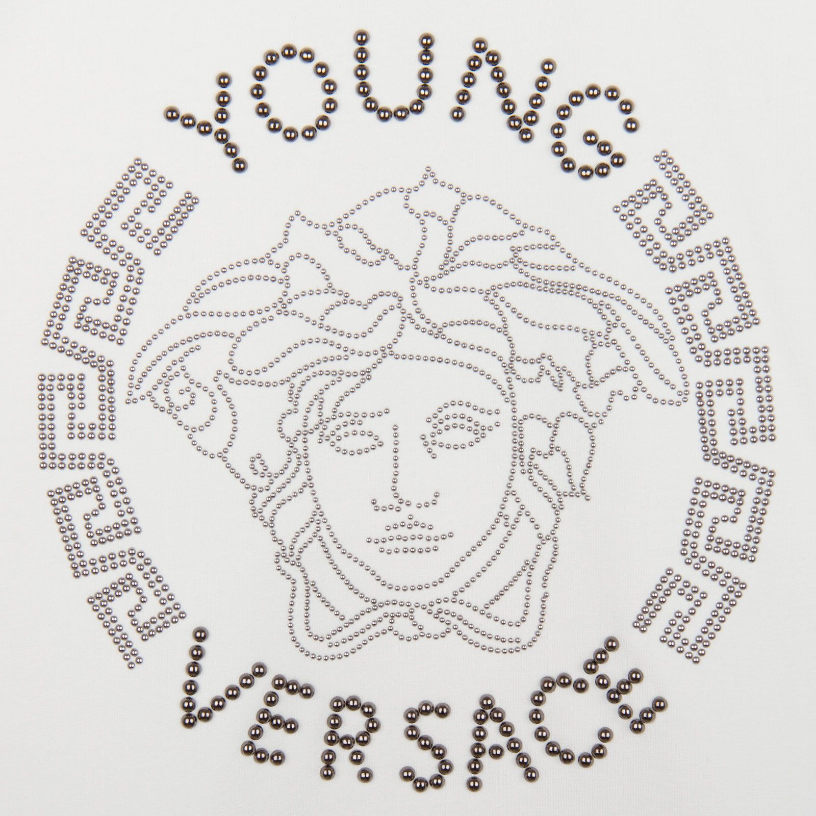 Boys Ivory Medusa Studded Logo Cotton Jersey T-Shirt - CÉMAROSE | Children's Fashion Store - 3