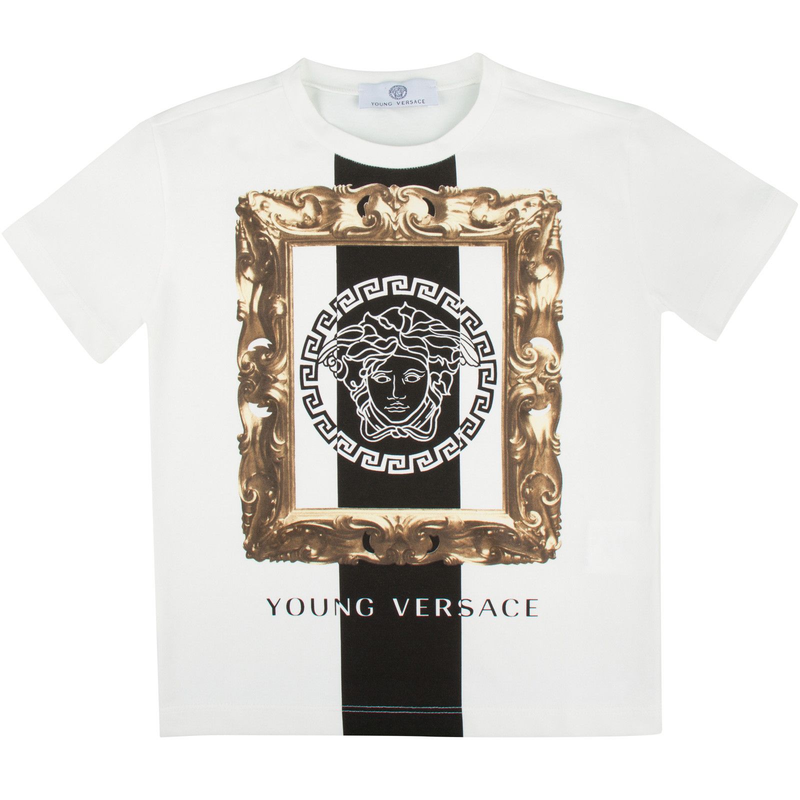 Boys Ivory Medusa Frame Printed Cotton Jersey T-Shirt - CÉMAROSE | Children's Fashion Store - 1