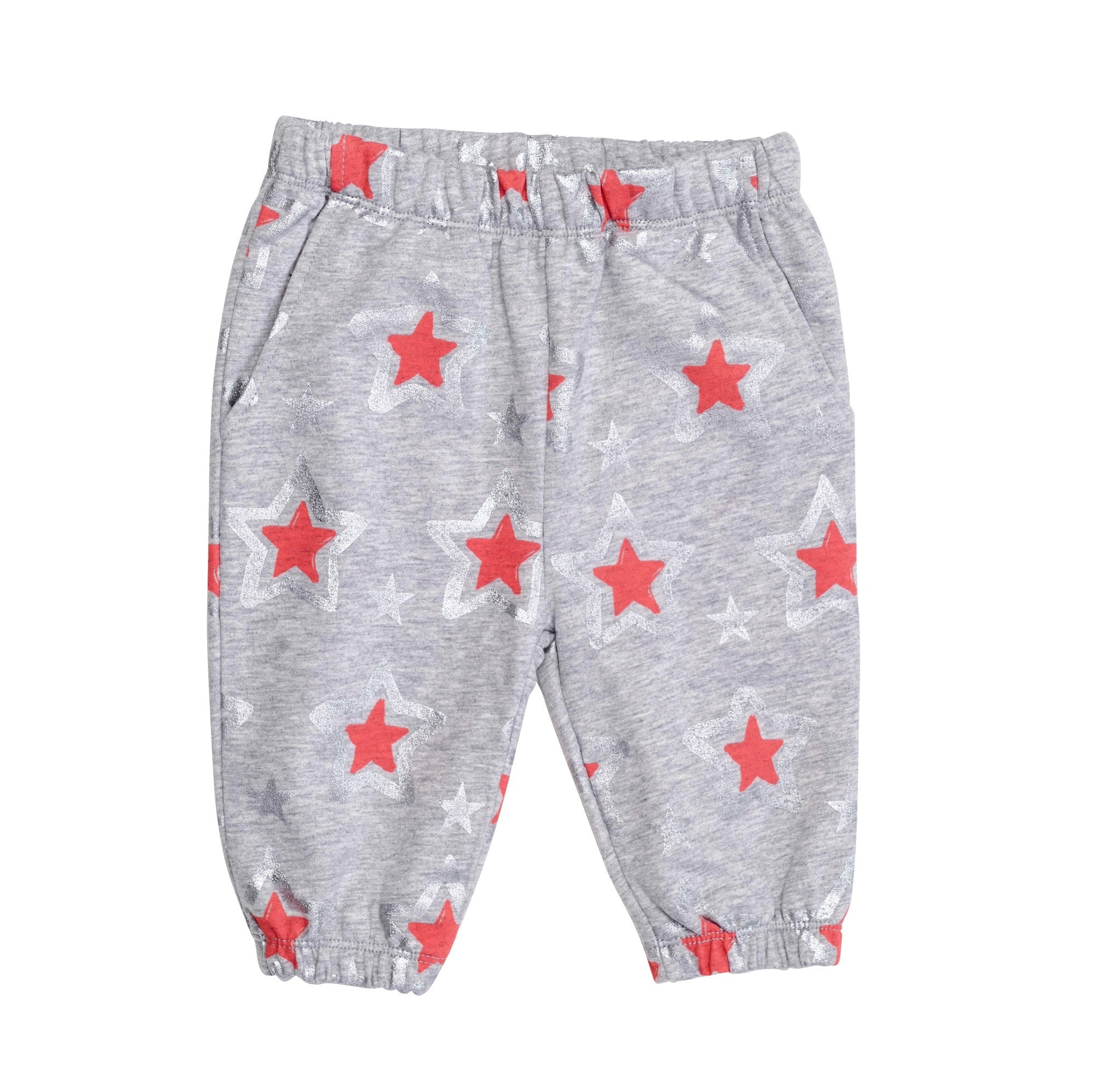 Baby Girls Pebble Cotton 'Loopie' Trouser With Red Star Print Trims - CÉMAROSE | Children's Fashion Store