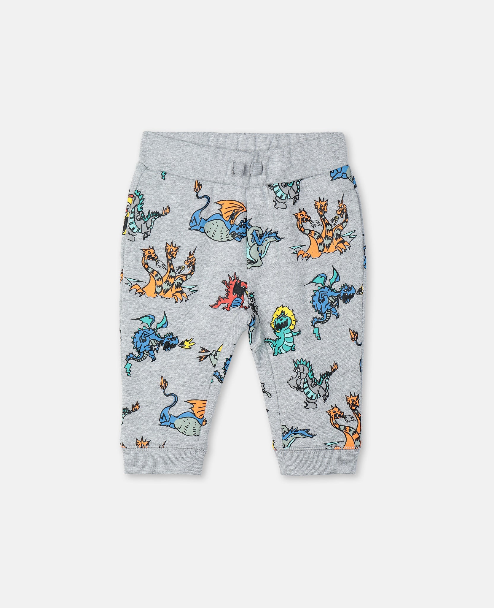 Baby Boys & Girls Grey Dragon Cotton Trousers