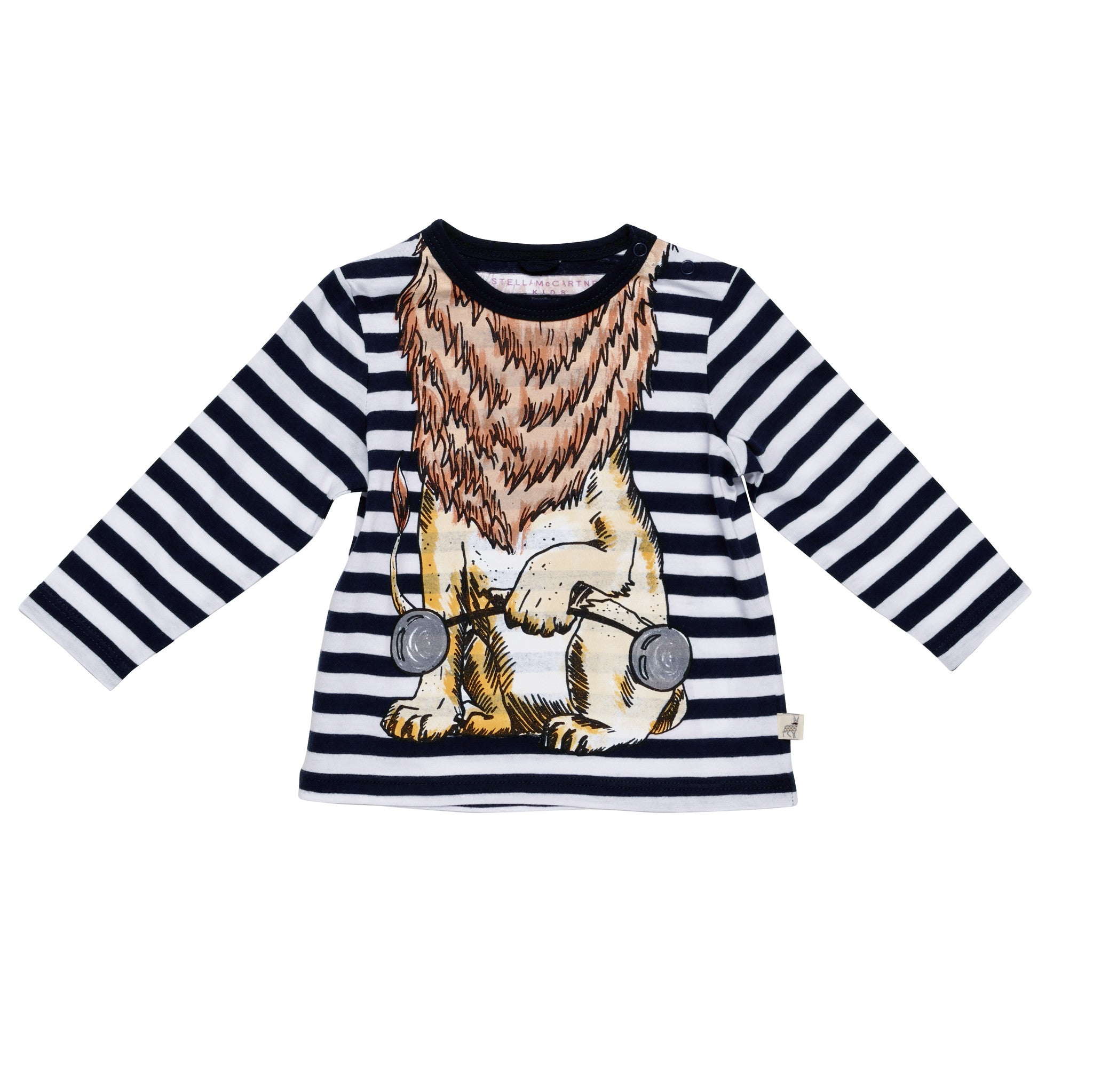Baby Navy Blue Stripe Lion Printed 'Georgie' T-Shirt - CÉMAROSE | Children's Fashion Store