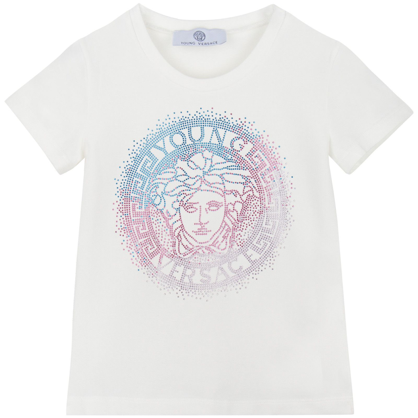 Girls Ivory Multicolor Medusa Studded T-Shirt - CÉMAROSE | Children's Fashion Store - 1