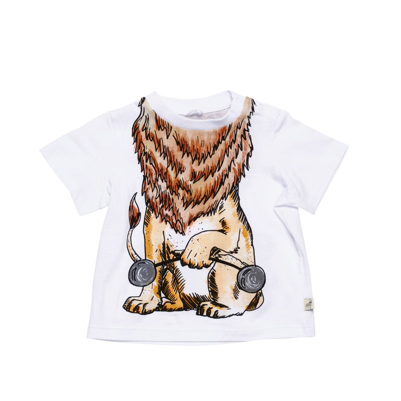 Baby White Lion Printed Cotton 'Chuckle' T-Shirt - CÉMAROSE | Children's Fashion Store - 1