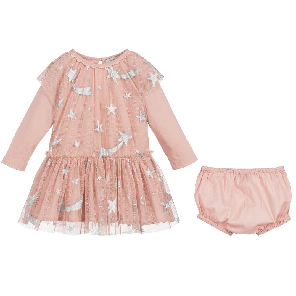 Baby Girls Pink & Silver Star Dress