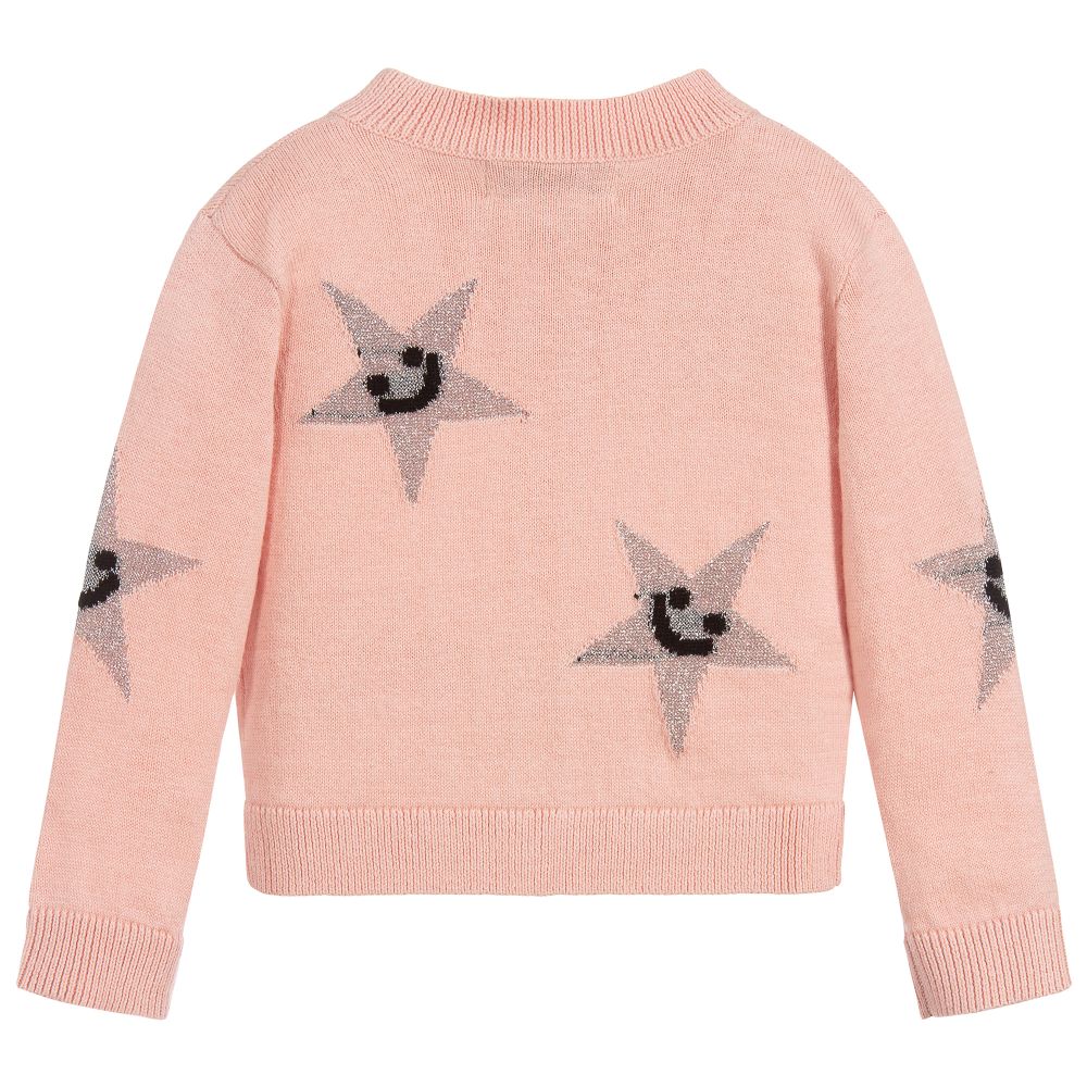 Baby Girls Pink Star Cotton Cardigan