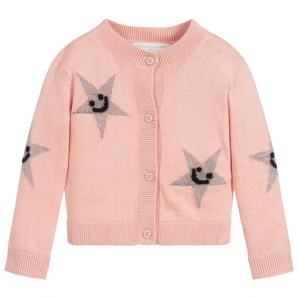 Baby Girls Pink Star Cotton Cardigan