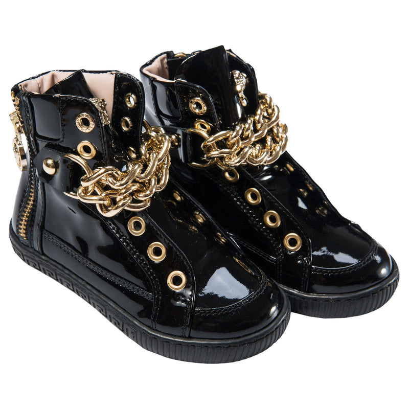 Girls Black Patent Leather High-Top Trainers - CÉMAROSE | Children's Fashion Store - 1