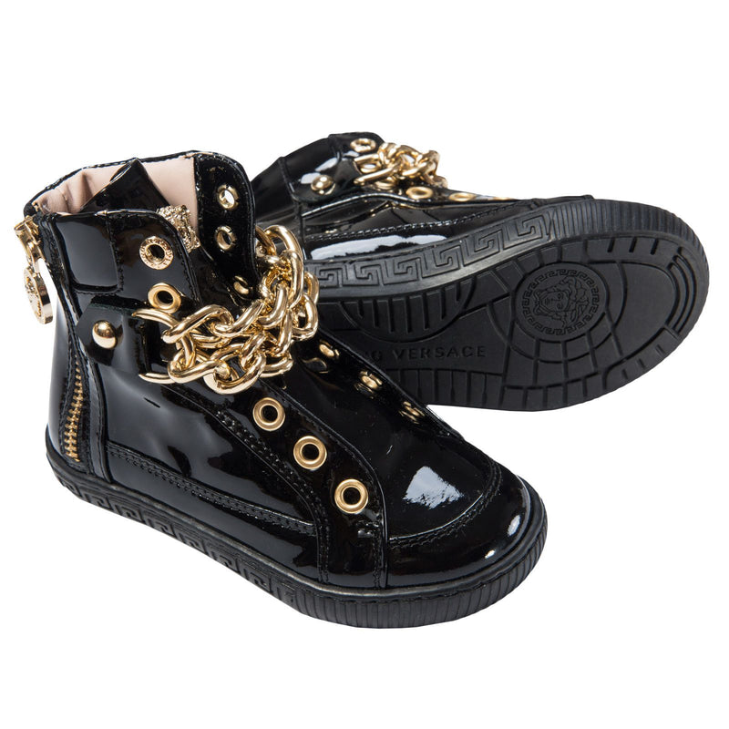 Girls Black Patent Leather High-Top Trainers - CÉMAROSE | Children's Fashion Store - 4