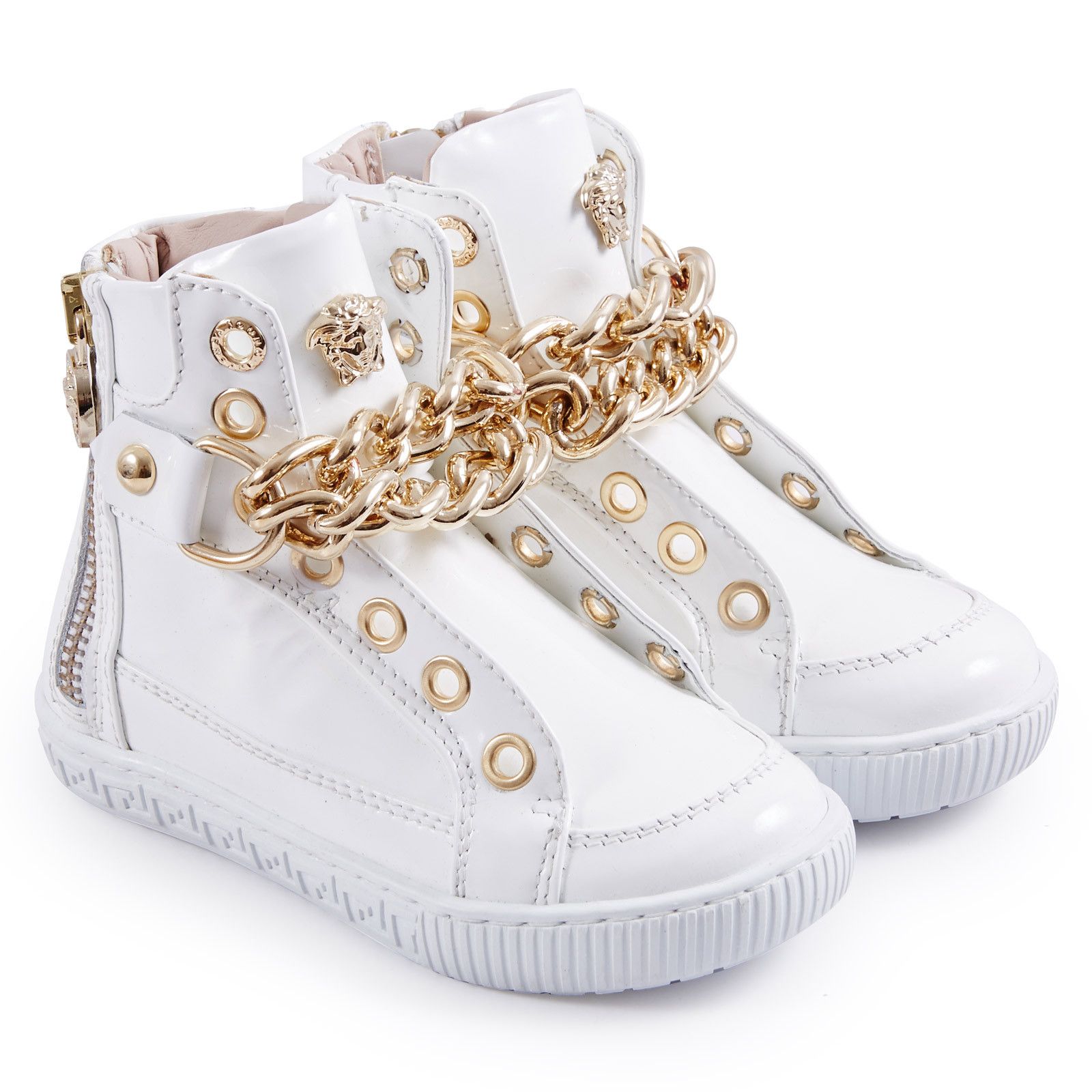 Girls White Patent Leather High-Top Trainers - CÉMAROSE | Children's Fashion Store - 1