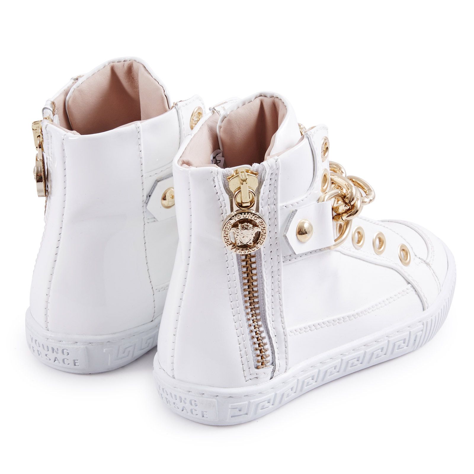 Girls White Patent Leather High-Top Trainers - CÉMAROSE | Children's Fashion Store - 2