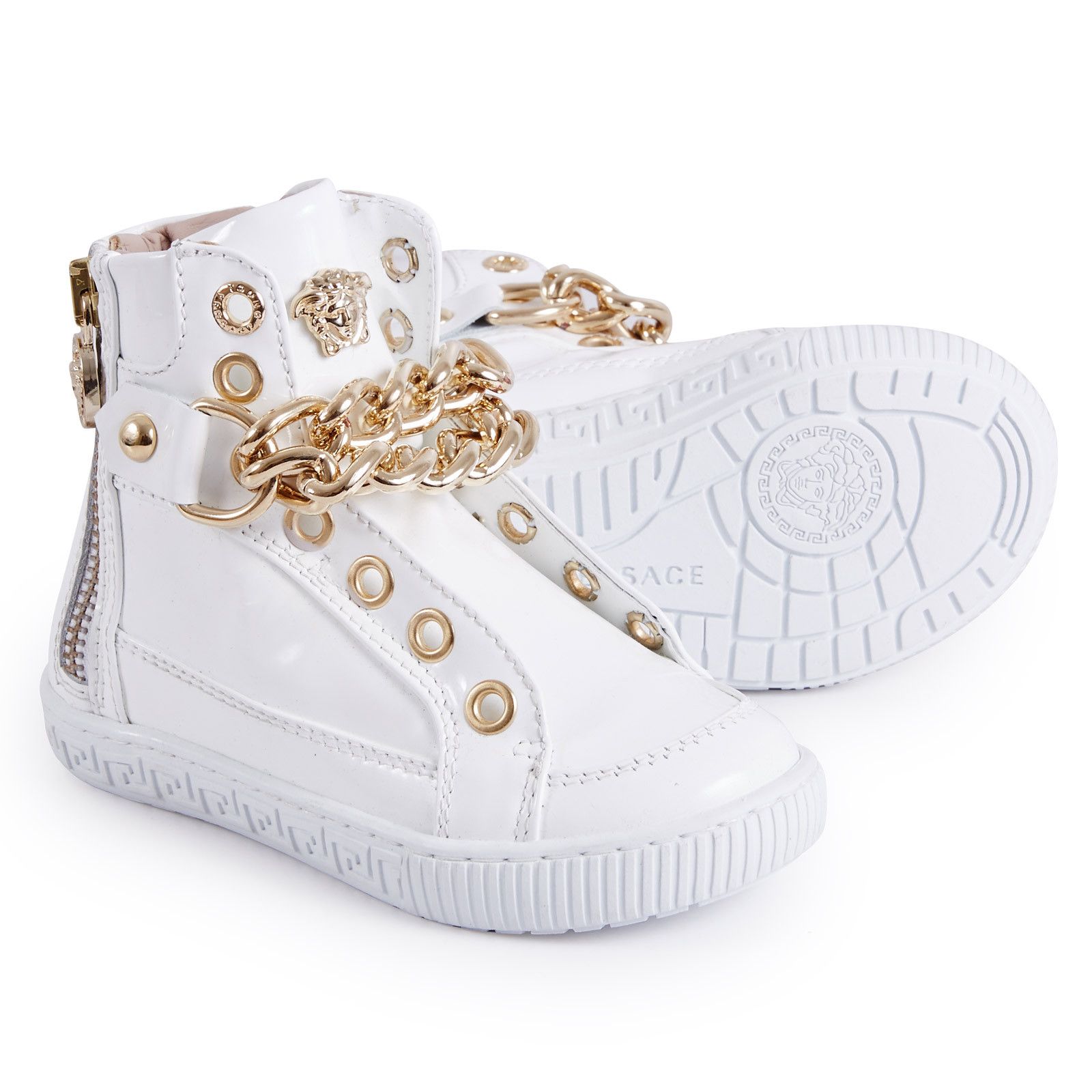 Girls White Patent Leather High-Top Trainers - CÉMAROSE | Children's Fashion Store - 3