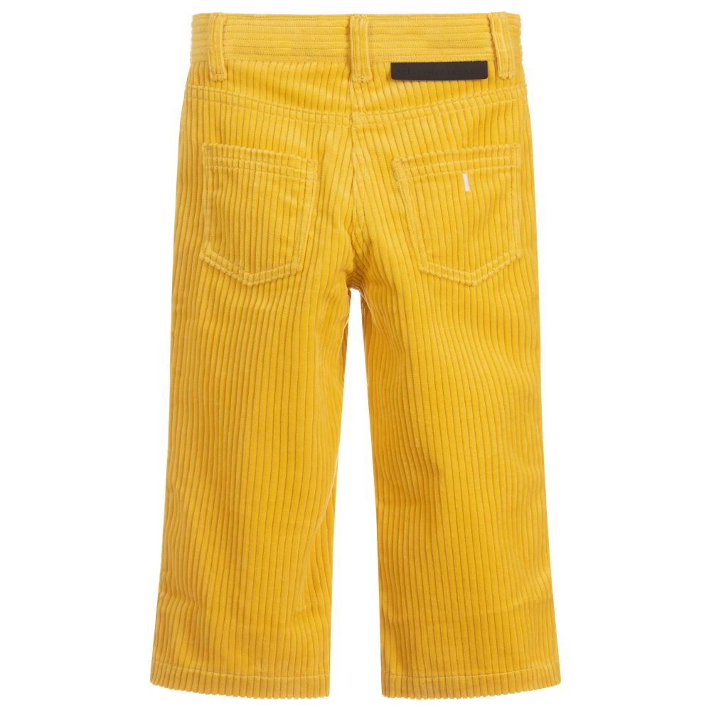 Girls Yellow Straight Cotton Trousers
