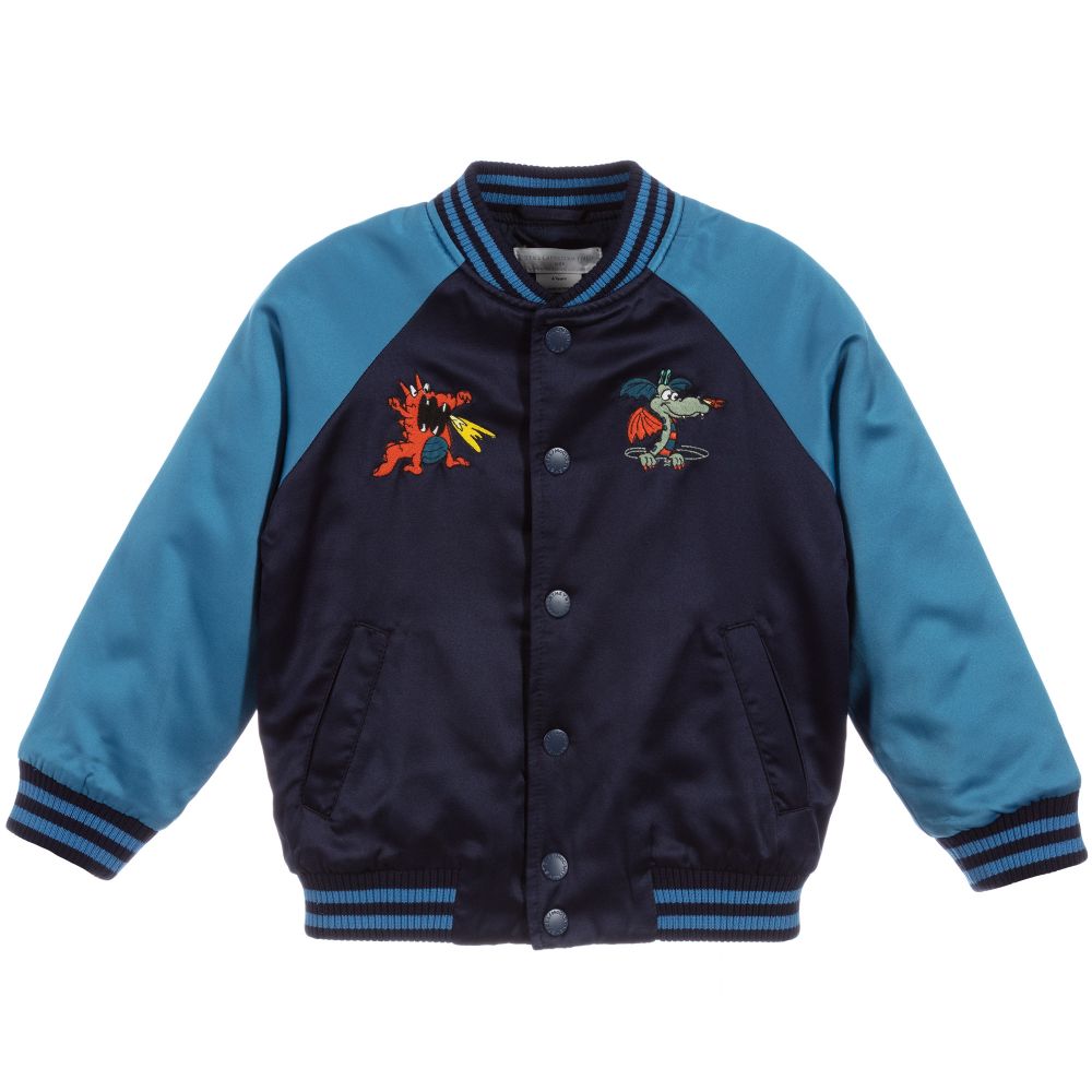 Boys Blue Satin Bomber Jacket