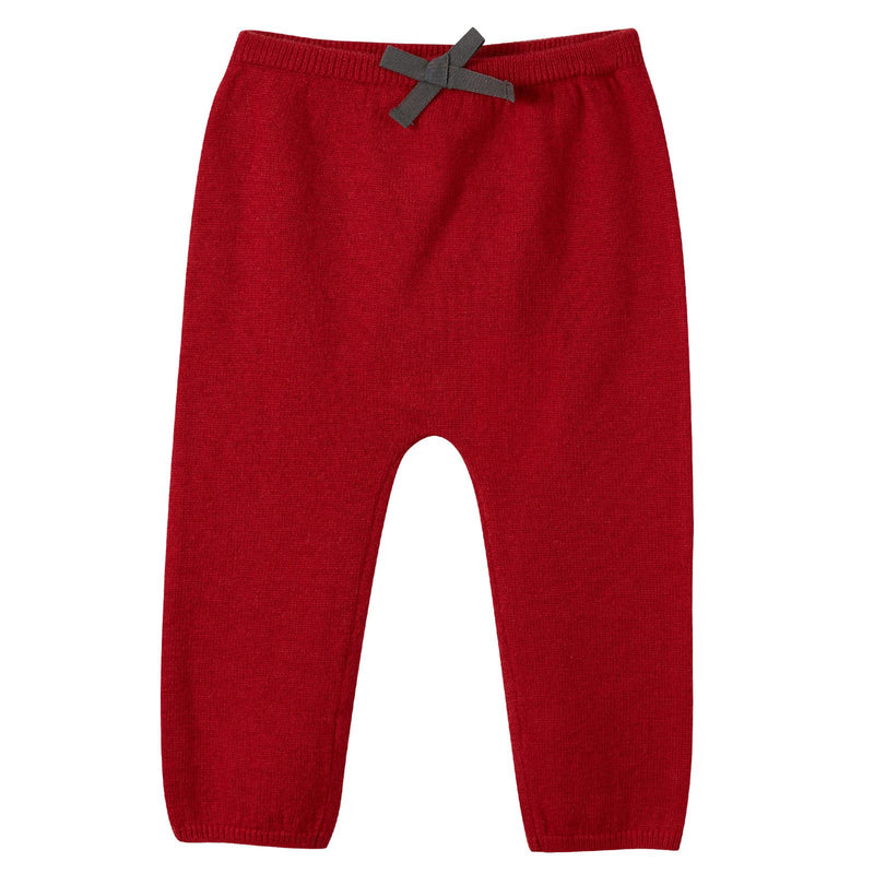 Baby Girls Red Knitted Legging With Bow Trims - CÉMAROSE | Children's Fashion Store - 1