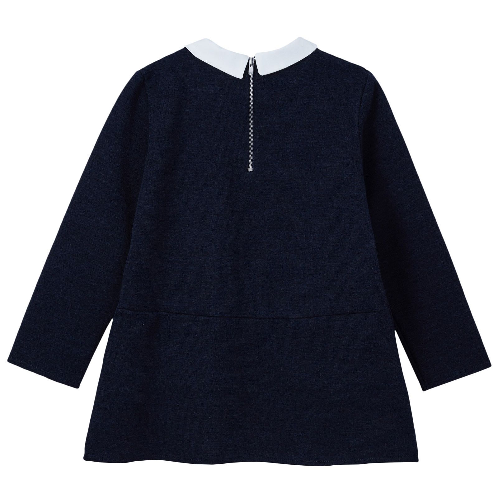 Girls Navy Blue Milano Wool Dress With Zip Pockets - CÉMAROSE | Children's Fashion Store - 2