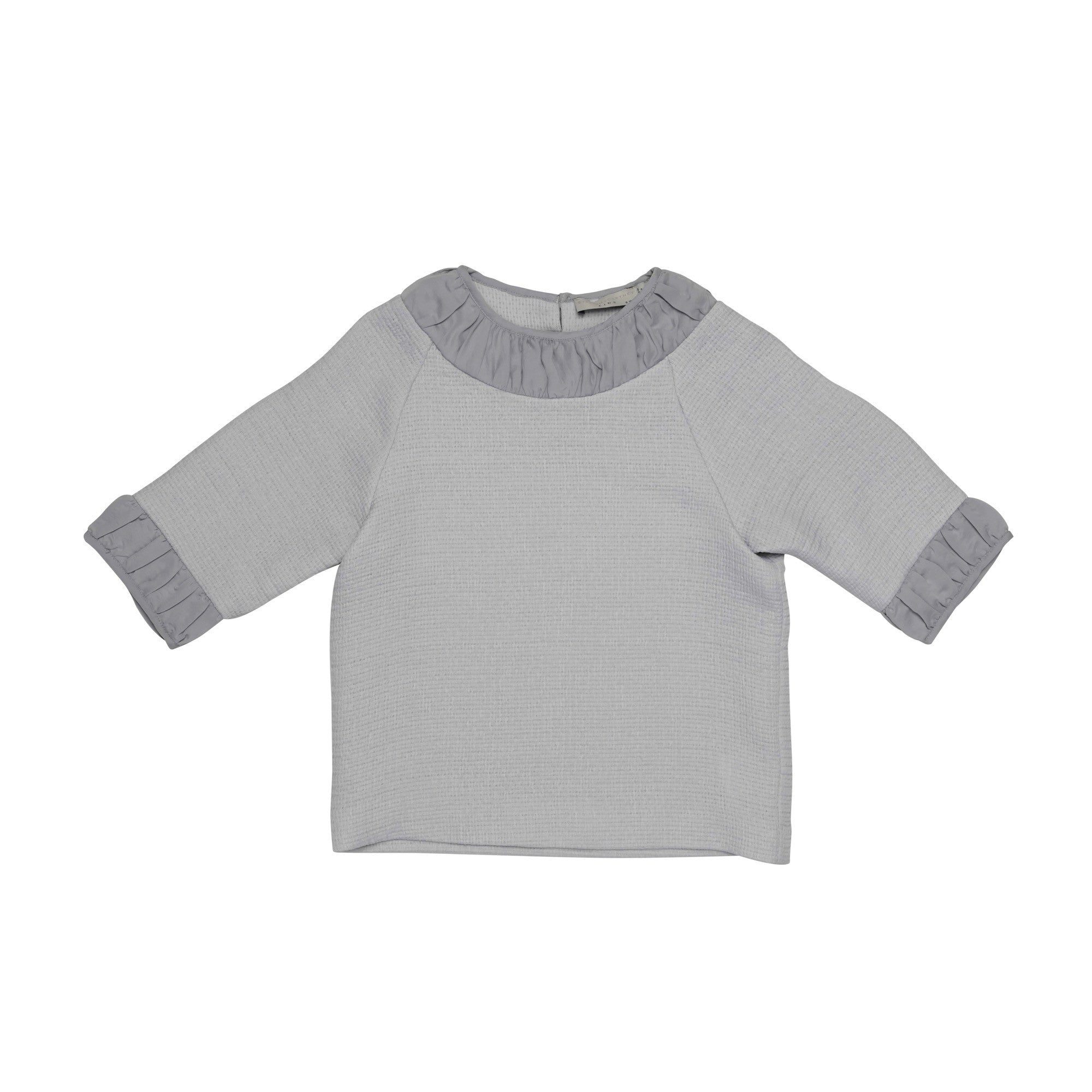 Girls Heather Grey Cotton Crew Collar 'Aimee' Blouse - CÉMAROSE | Children's Fashion Store