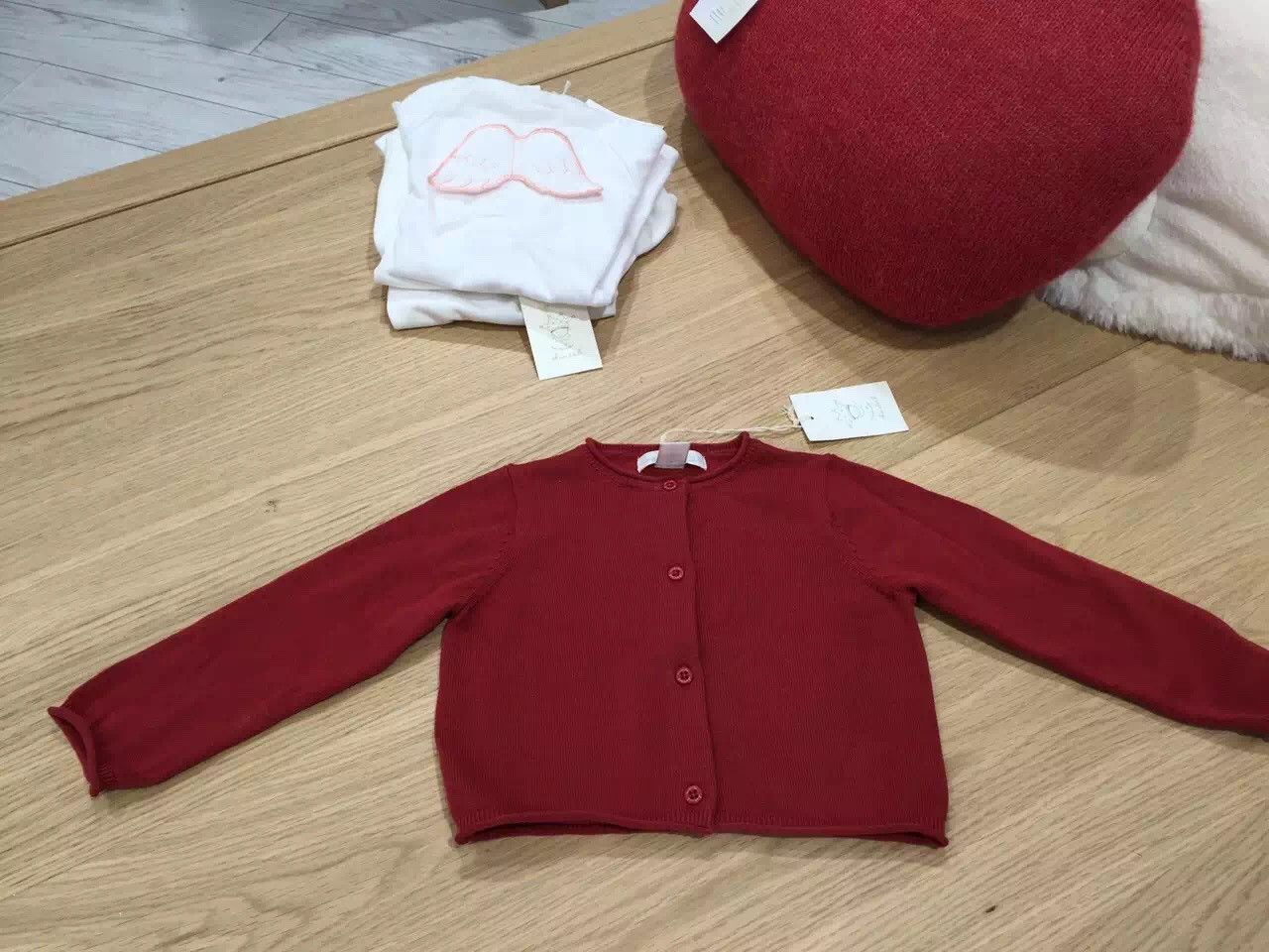 Girls Red Cotton Knitted Cardigan - CÉMAROSE | Children's Fashion Store