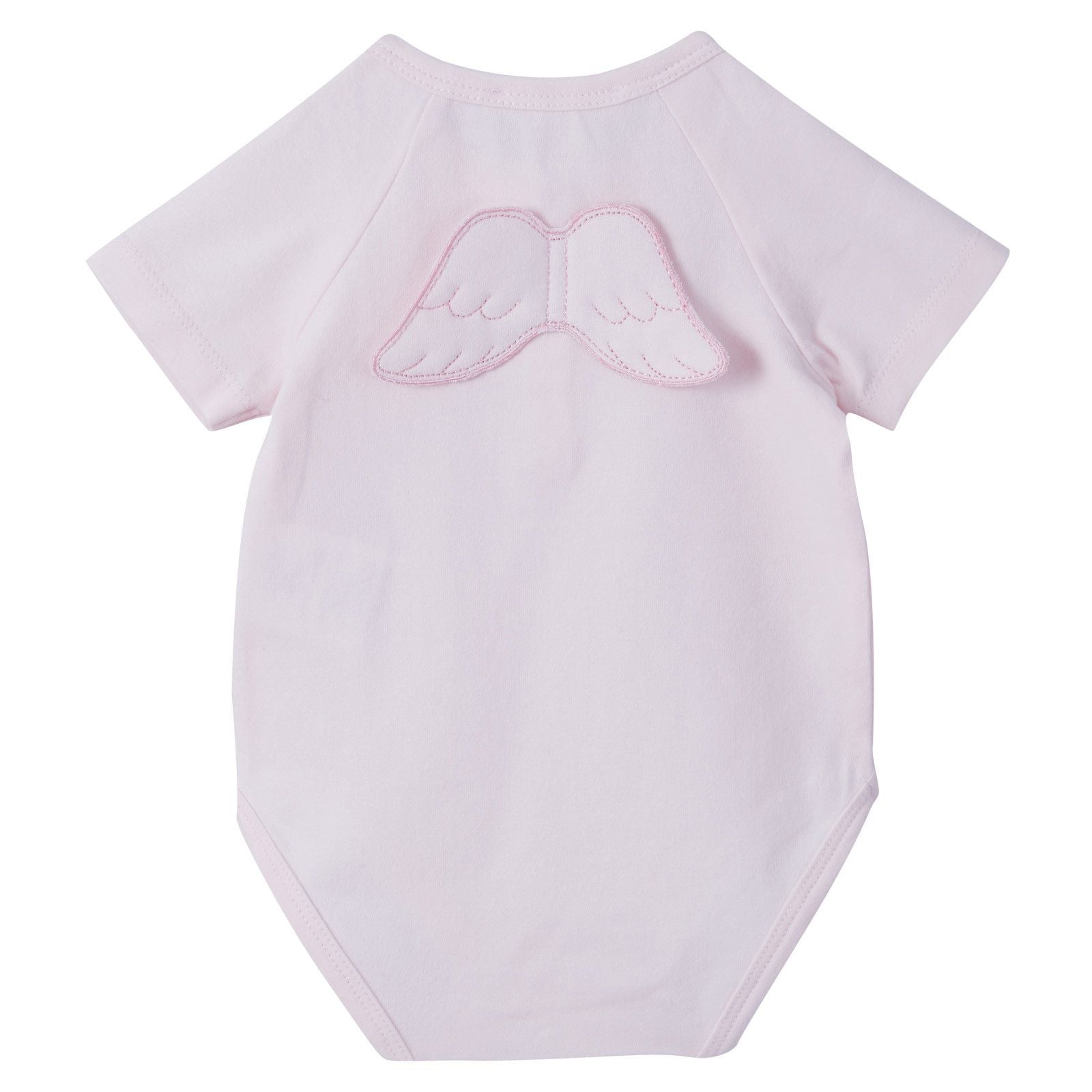 Baby Pink Short Sleeve Angel Wing Cotton Bodysuit - CÉMAROSE | Children's Fashion Store - 2