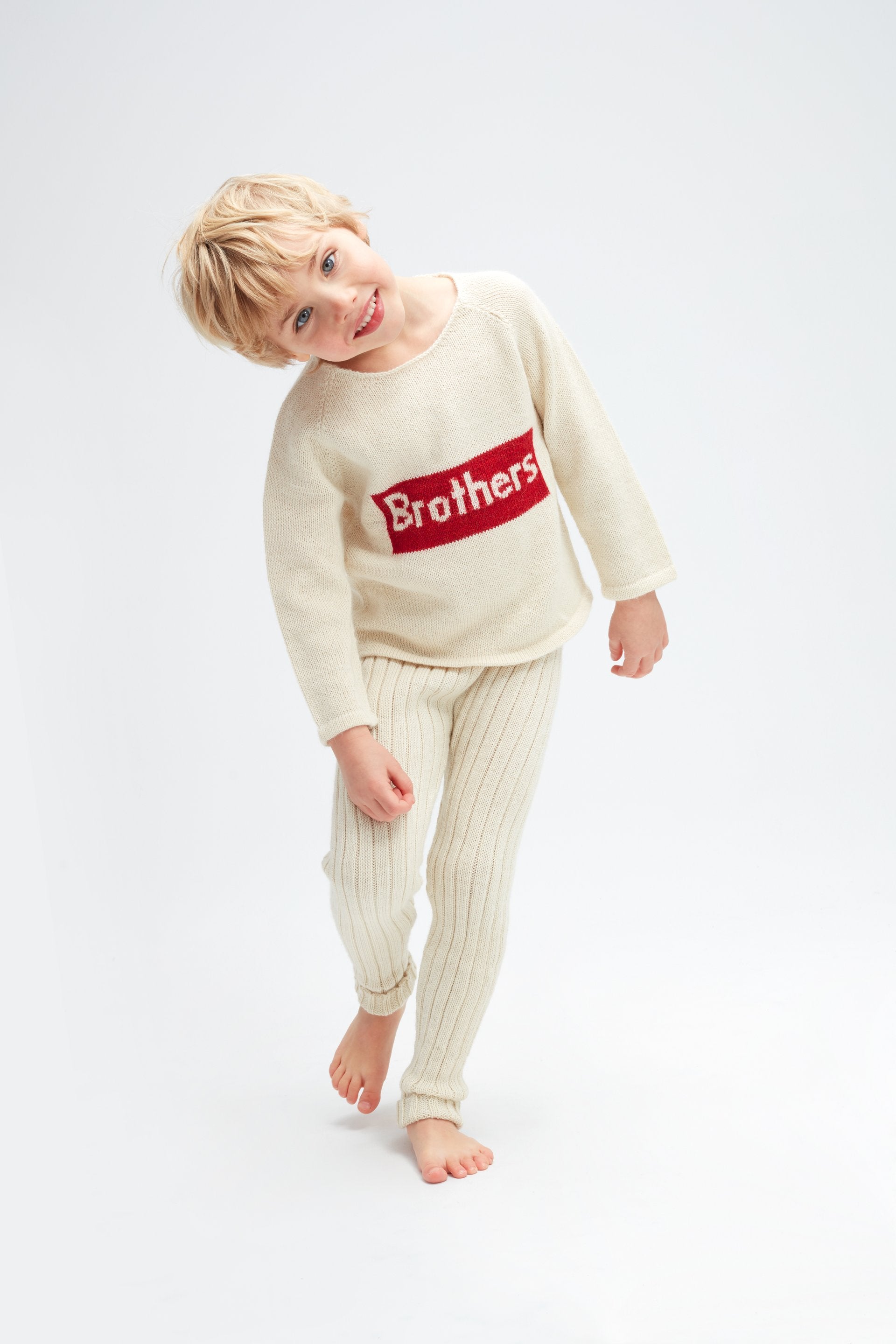 Boys White Brother Alpaca Sweater