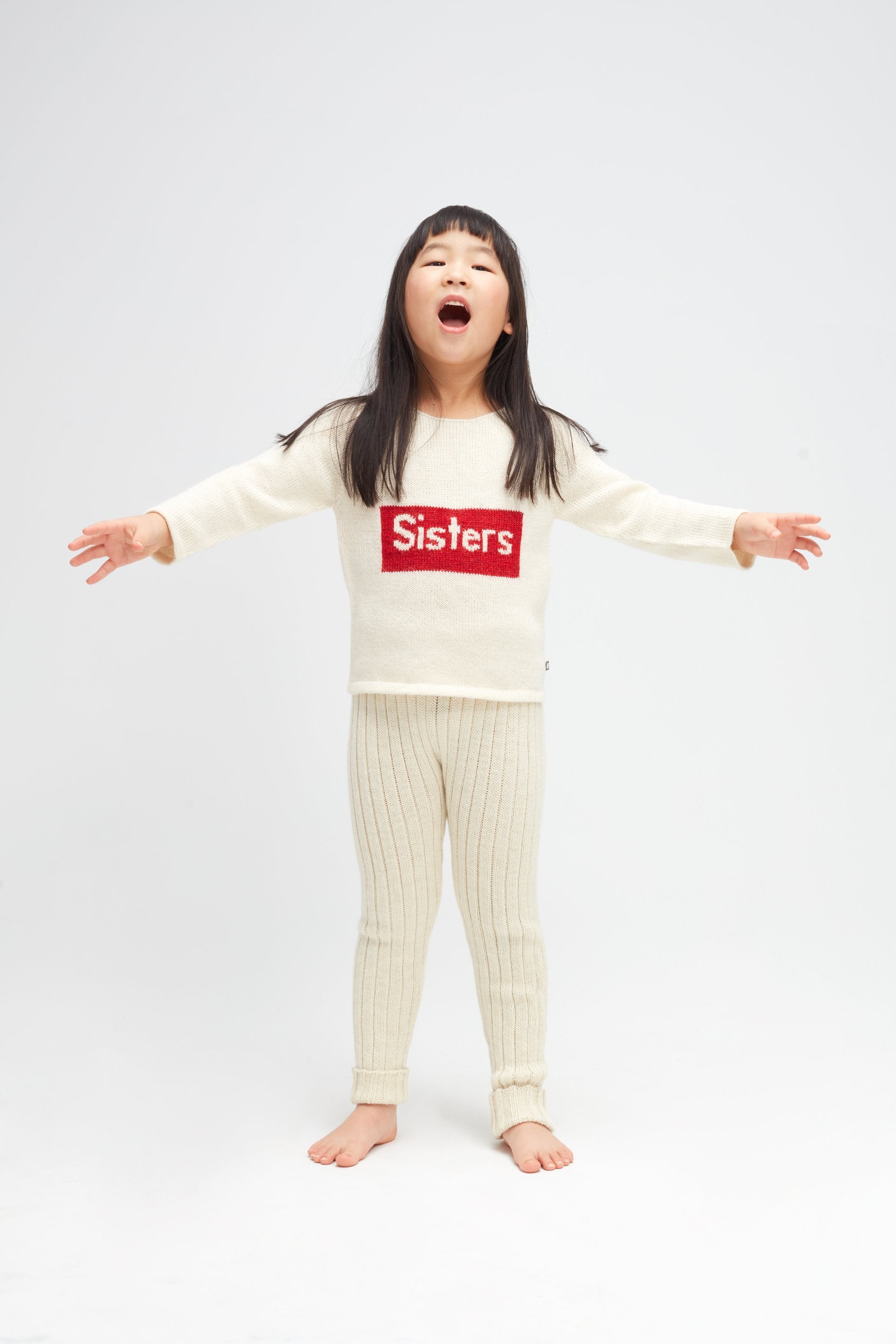 Girls White Sisters Alpaca Sweater