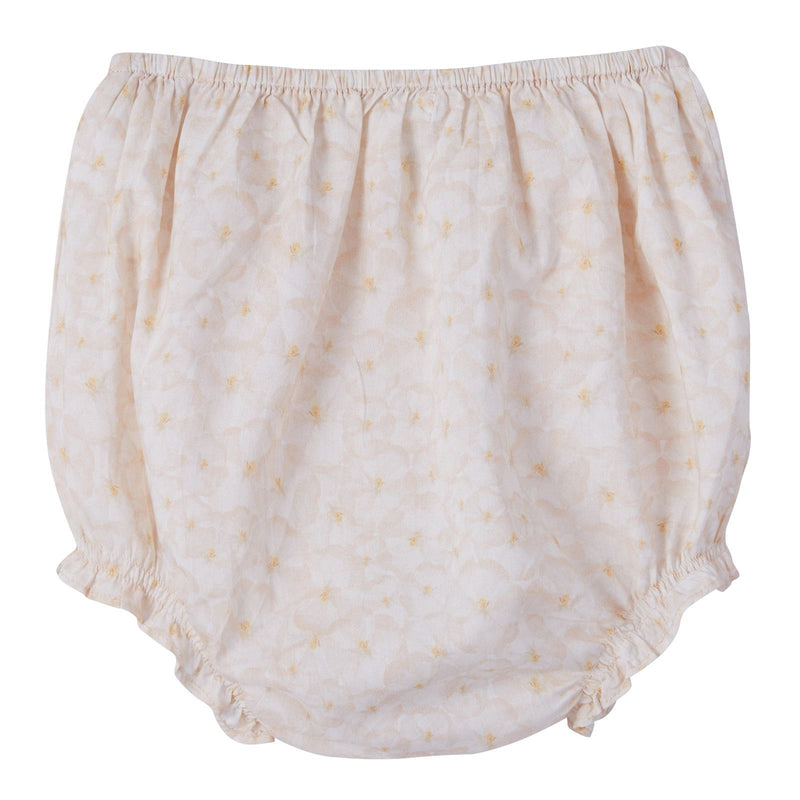 Baby Girls Beige Pansy Printted Dress&Knickers With Mustard Yellow Ribbon - CÉMAROSE | Children's Fashion Store - 3