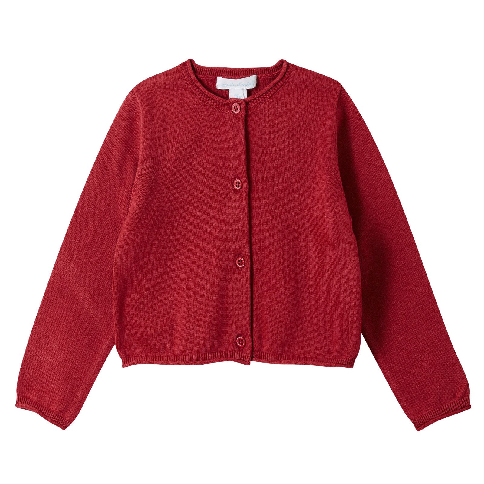 Baby Girls Red Cotton Knitted Cardigan - CÉMAROSE | Children's Fashion Store - 1