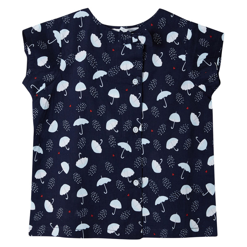 Baby Girls Black Umbrella Printed Short Sleeve Blouse - CÉMAROSE | Children's Fashion Store - 1