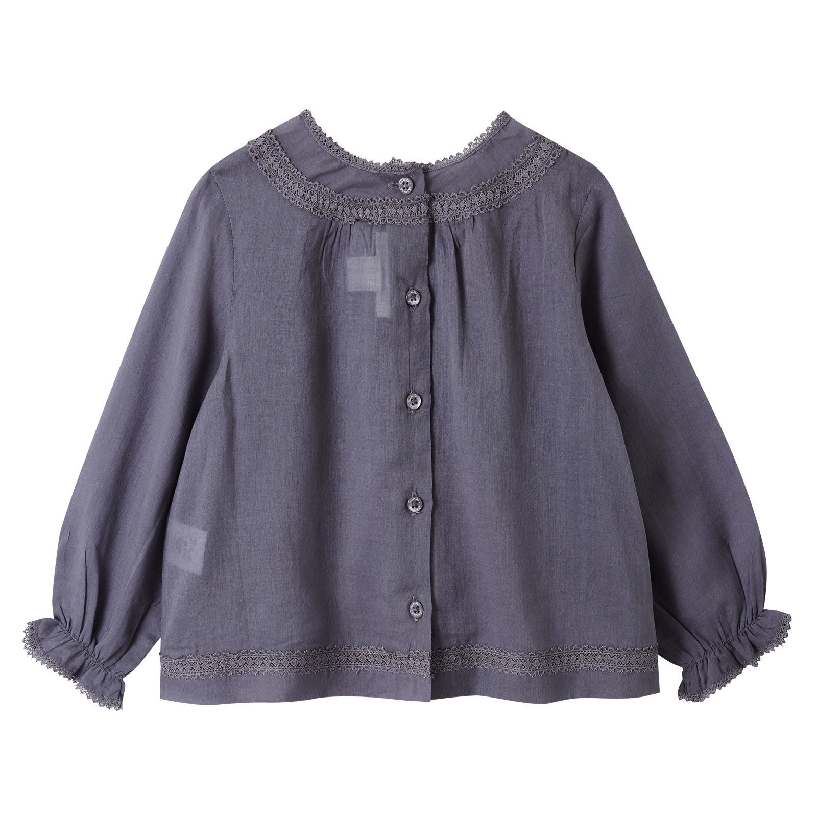 Baby Girls Grey Folk Blouse With Frilly Cuffs - CÉMAROSE | Children's Fashion Store - 2