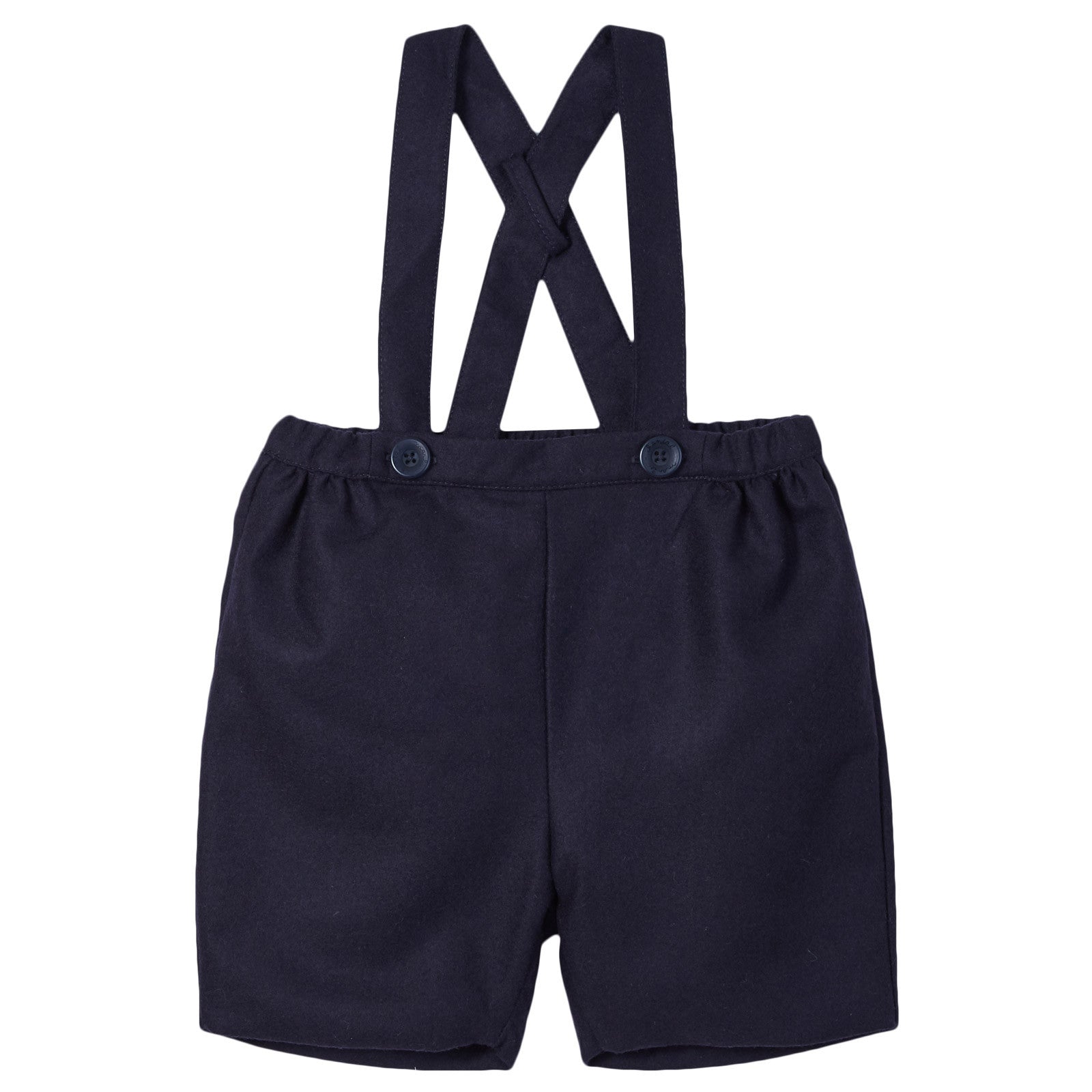 Baby Boys Navy Blue Suspender Wool Short - CÉMAROSE | Children's Fashion Store - 1