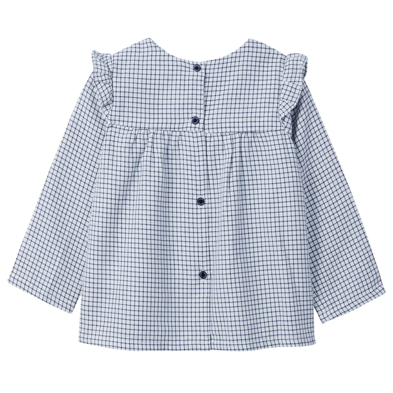 Baby Girls Blue Check Blouse With Bow Trims - CÉMAROSE | Children's Fashion Store - 2