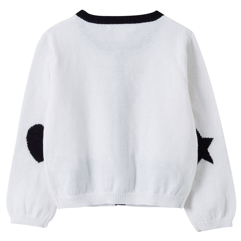Baby Girls White Knitted Heart and Star Printed Cardigan - CÉMAROSE | Children's Fashion Store - 2