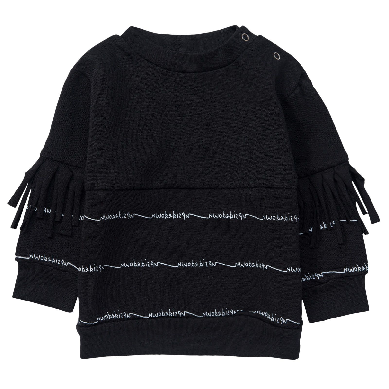 Baby Black Strip Of Cloth Trims Sweatshirt - CÉMAROSE | Children's Fashion Store - 1